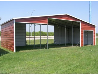 Metal Barn Shelter | Boxed Eave Roof | 42W x 21L x 12H | Continuous Roof