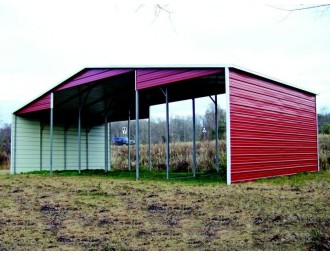 Metal Barn Shelter | Boxed Eave Roof | 44W x 21L x 12H | Continuous Roof