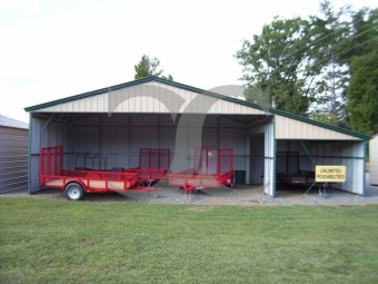 All-Steel Barn Shelter | Vertical Roof | 42W x 21L x 10H | Continuous Roof