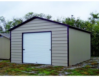 Garage | Boxed Eave Roof | 18W x 26L x 9H |  1-Car Metal Garage