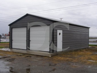 Garage | Vertical Roof | 22W x 26L x 9H | 2-Car Steel Garage