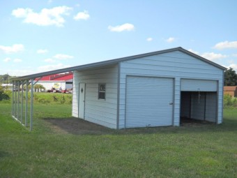 Metal Garage | Vertical Roof | 22W x 26L x 10H |  Lean-to