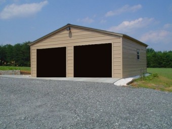 Metal Garage | Vertical Roof | 24W x 26L x 9H | 2-Cars