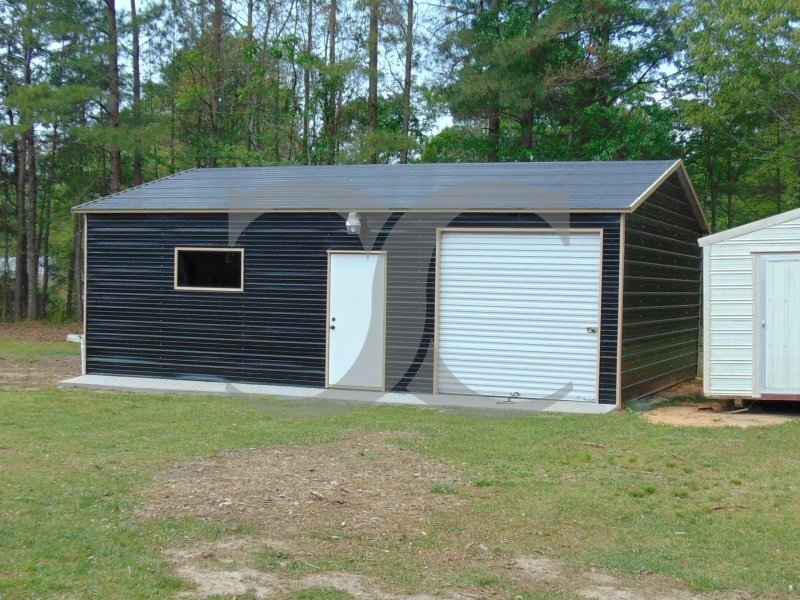 Garage Shop Building | Boxed Eave Roof | 22W x 31L x 9H | Side Entry