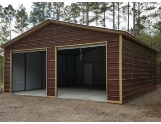 2-Car Garage | Vertical Roof | 24W x 26L x 9H | Metal Garage