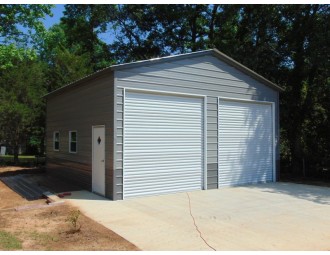 Steel Garage Building | Vertical Roof | 24W x 36L x 12H | 2-Bay